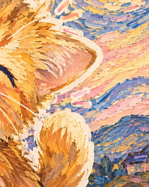 油画局部：抬到一半的猫爪